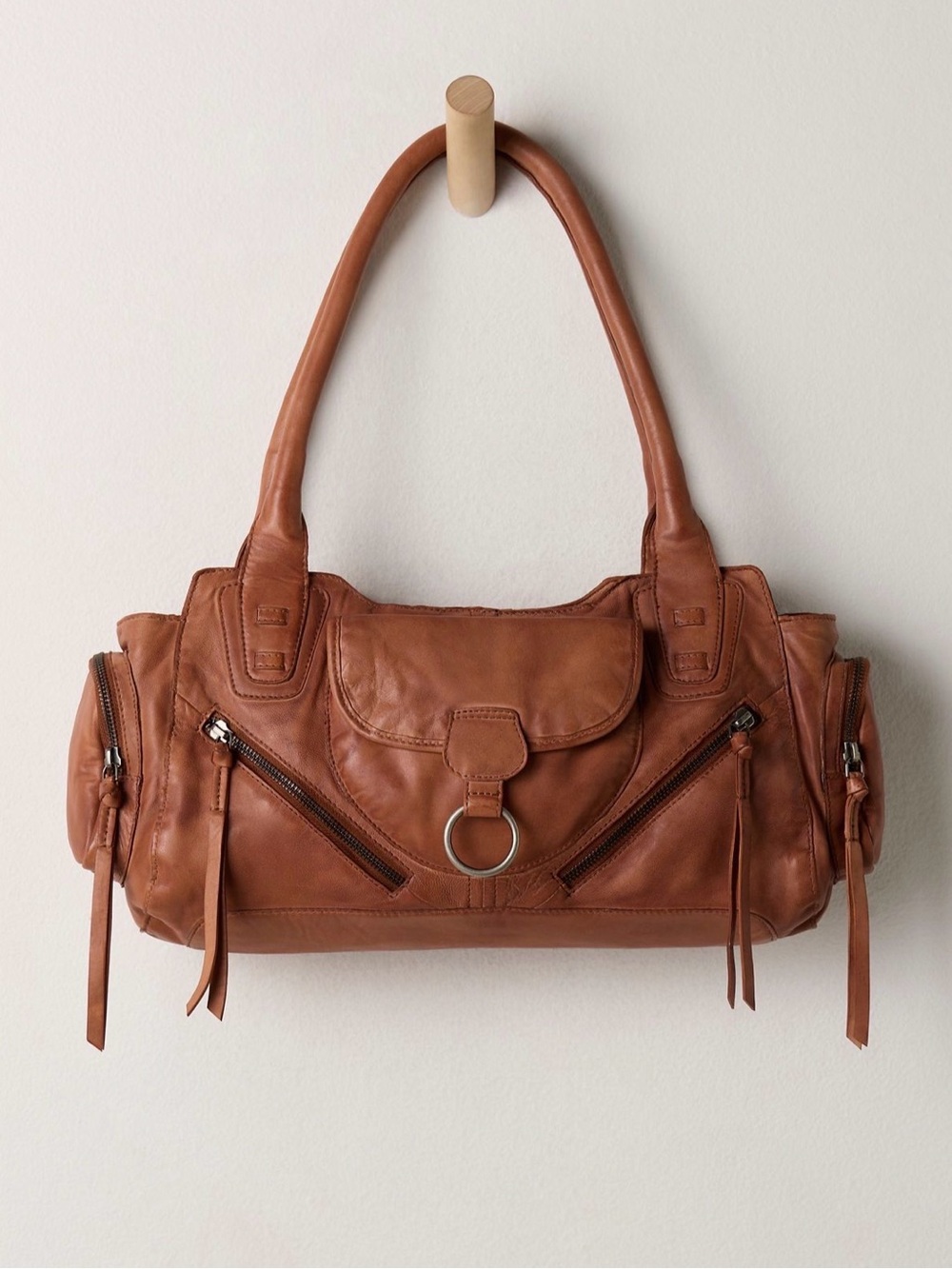 Free People Sabo East West Leather Shoulder Bag - Saddle / Tan (NWT)